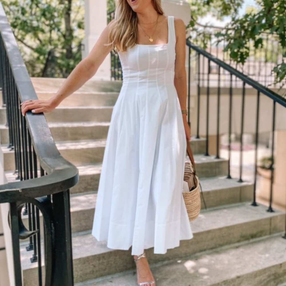 STAUD White Square-Neck Midi Dress - Picture 3 of 8